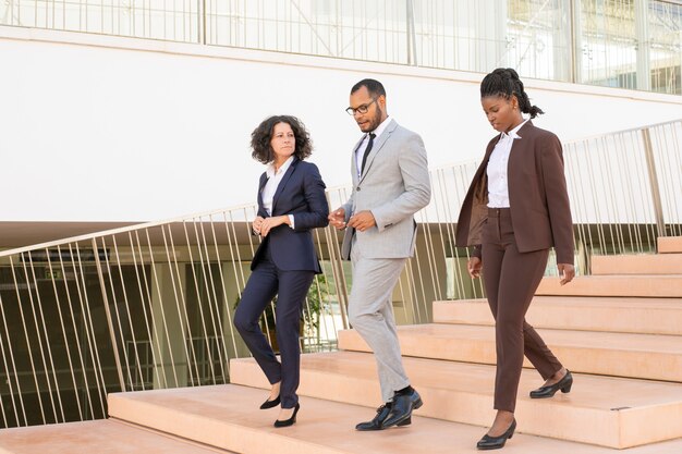 Business professionals on stairs