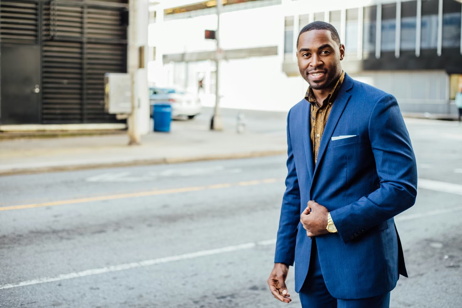 Professional man in blue suit